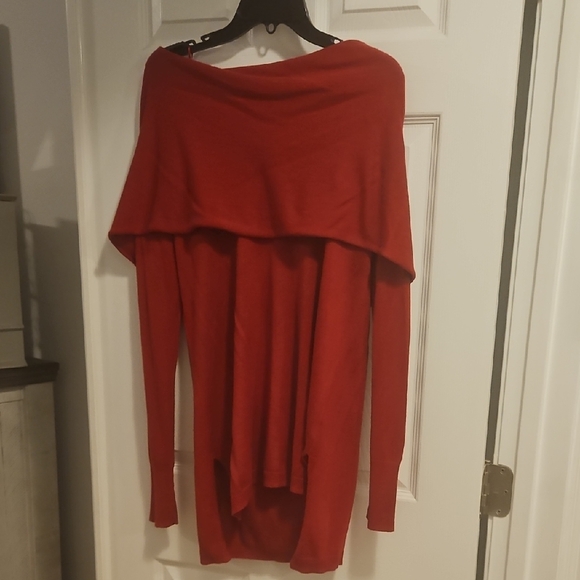 Shrinking Violet Sweaters - Shrinking Violet Red Off-the-Shoulder Draped Sweater